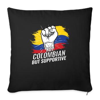 Pas colombien mais favorable au drapeau colombien - Housse de coussin décorative 45 x 45 cm - noir - Devant