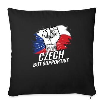 Pas tchèque mais favorable au drapeau de la République tchèque - Housse de coussin décorative 45 x 45 cm - noir - Devant