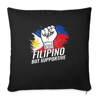 Pas philippin mais favorable au drapeau philippin - Housse de coussin décorative 45 x 45 cm - noir - Devant