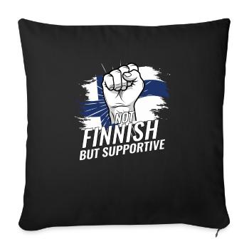 Pas finlandais mais favorable à la Finlande Pays du drapeau - Housse de coussin décorative 45 x 45 cm - noir - Devant