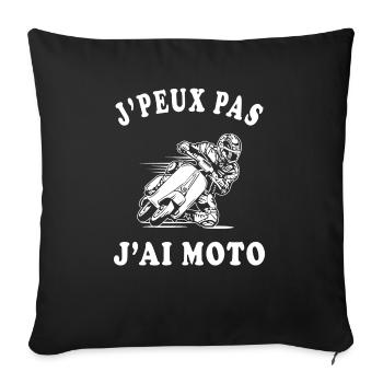 J'peux pas j'ai moto - Housse de coussin décorative 45 x 45 cm - noir - Devant