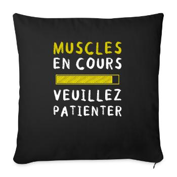 Muscles en cours Veuillez patienter - Housse de coussin décorative 45 x 45 cm - noir - Devant