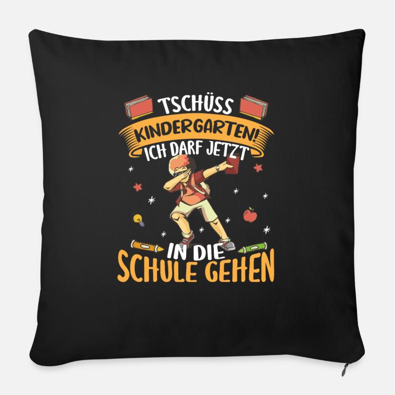 Schulkind Schulanfang Tschüss Kindergarten - Sofakissenbezug 45 x 45 cm - Schwarz