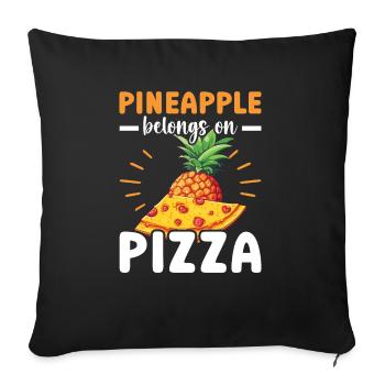 Pizza et ananas Tropical Fruit Pizza Eater - Housse de coussin décorative 45 x 45 cm - noir - Devant