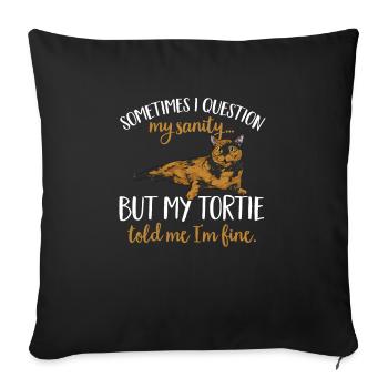 Schildpatt Katze Tortoiseshell Cat Tortie - Sofakissenbezug 45 x 45 cm - Schwarz - Vorne