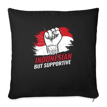Pas indonésien mais un drapeau indonésien de soutien - Housse de coussin décorative 45 x 45 cm - noir - Devant