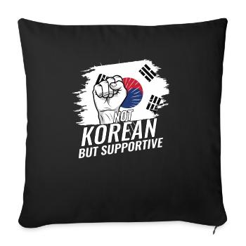 Pas coréen mais favorable au drapeau coréen - Housse de coussin décorative 45 x 45 cm - noir - Devant