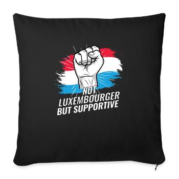 Pas luxembourgeois mais favorable au drapeau luxembourgeois - Housse de coussin décorative 45 x 45 cm - noir - Devant