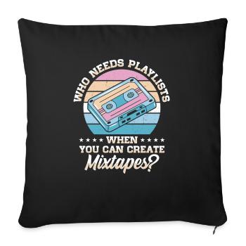 Vintage Music Lover Retro Cassette Tape 80s - Sofa pillowcase 17,3'' x 17,3'' (45 x 45 cm) - black - Front