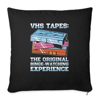 Vintage Movie Lover Retro Vhs Cassette 80s 90s - Sofa pillowcase 17,3'' x 17,3'' (45 x 45 cm) - black - Front