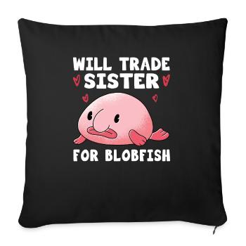 Blobfish Kostüm - Hässliches Blob Fischgesicht - - Sofakissenbezug 45 x 45 cm - Schwarz - Vorne