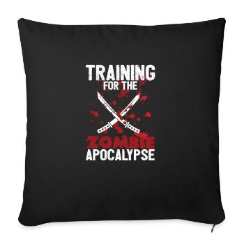 Entraînement pour l’apocalypse zombie drôle - Housse de coussin décorative 45 x 45 cm - noir - Devant