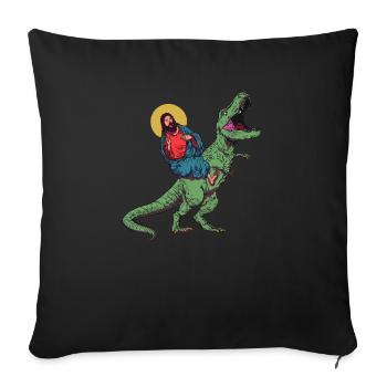 Cool Jesus Rides Dinosaur Funnier - Housse de coussin décorative 45 x 45 cm - noir - Devant