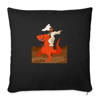 Cool Jesus Rides Dinosaur Funnier - Housse de coussin décorative 45 x 45 cm - noir - Devant