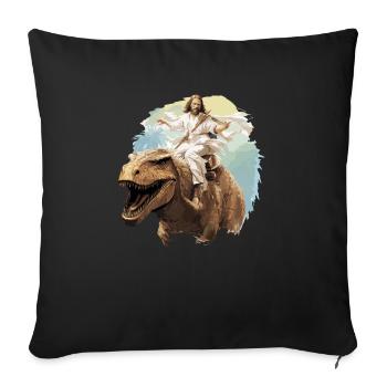 Cool Jesus Rides Dinosaur Funnier - Housse de coussin décorative 45 x 45 cm - noir - Devant