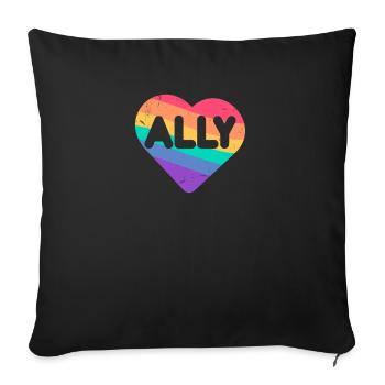 Ally Rainbow Flag Heart pour LGBT Gay Et Lesbienne - Housse de coussin décorative 45 x 45 cm - noir - Devant