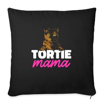 Schildpatt Katze Tortoiseshell Cat Tortie - Sofakissenbezug 45 x 45 cm - Schwarz - Vorne