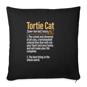 Schildpatt Katze Tortoiseshell Cat Tortie - Sofakissenbezug 45 x 45 cm - Schwarz - Vorne