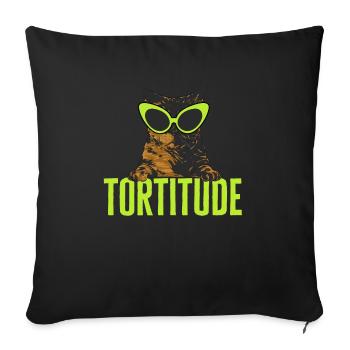Schildpatt Katze Tortoiseshell Cat Tortie - Sofakissenbezug 45 x 45 cm - Schwarz - Vorne