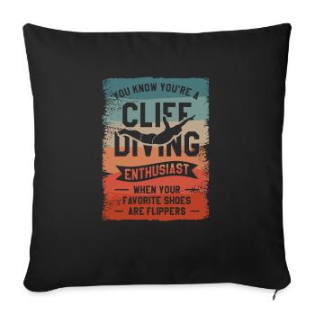 Vous savez que vous êtes un passionné de plongée en falaise quand - Housse de coussin décorative 45 x 45 cm - noir - Devant