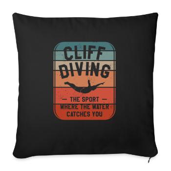 Plongée en falaise Le sport où l’eau vous attrape - Housse de coussin décorative 45 x 45 cm - noir - Devant