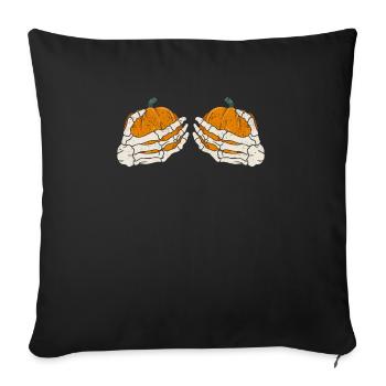 Skeleton Pumpkin Hand Funny Halloween - Sofa pillowcase 17,3'' x 17,3'' (45 x 45 cm) - black - Front