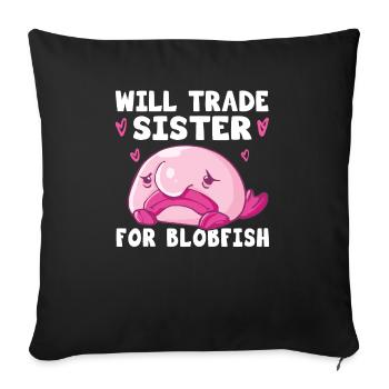 Costume de Blobfish - Visage de poisson Blob laid - - Housse de coussin décorative 45 x 45 cm - noir - Devant