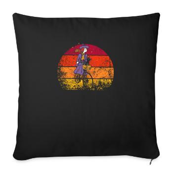 Vélo Balade Sorcière Drôle Cycliste Amoureux - Housse de coussin décorative 45 x 45 cm - noir - Devant