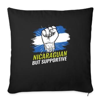 Pas nicaraguayen mais un drapeau du Nicaragua favorable - Housse de coussin décorative 45 x 45 cm - noir - Devant