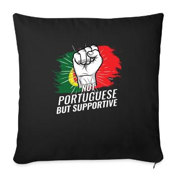 Pas portugais mais drapeau portugais de soutien - Housse de coussin décorative 45 x 45 cm - noir - Devant