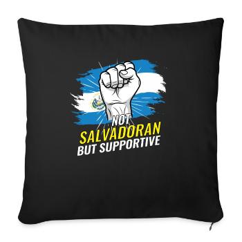 Pas salvadorien mais favorable au drapeau du Salvador - Housse de coussin décorative 45 x 45 cm - noir - Devant