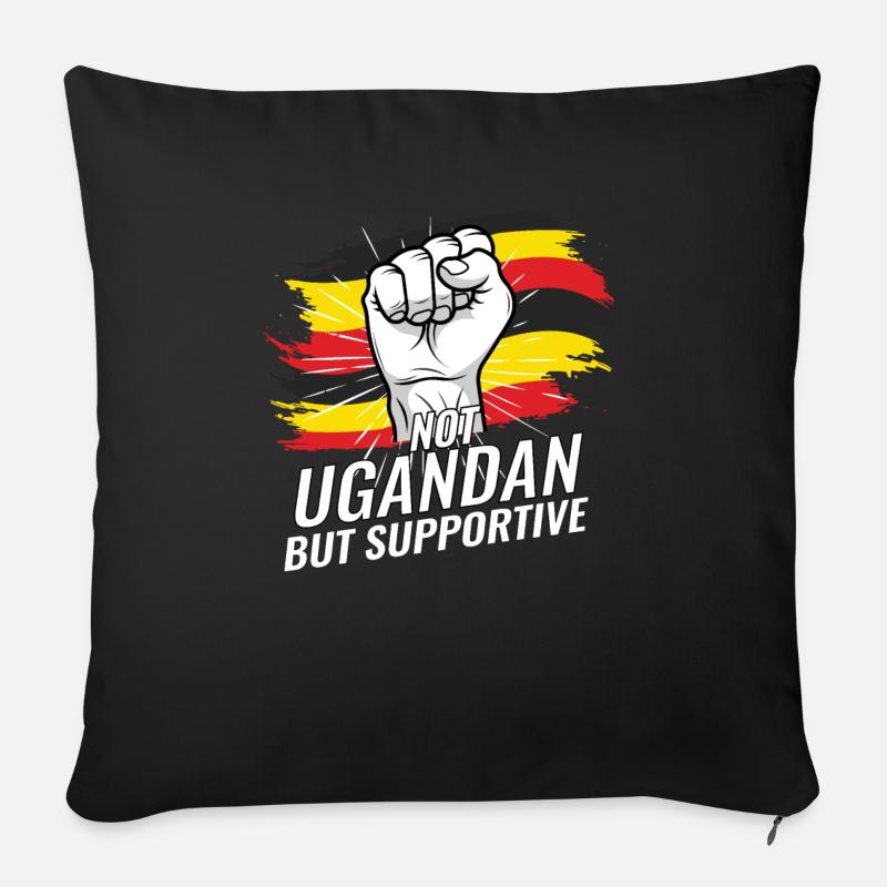 Pas ougandais mais un pays de pavillon ougandais favorable - Housse de coussin décorative 45 x 45 cm - noir