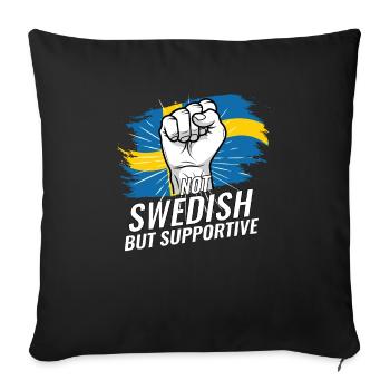 Pas suédois mais favorable à la Suède Pays du drapeau - Housse de coussin décorative 45 x 45 cm - noir - Devant