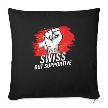 Pas suisse mais favorable Suisse Pays du drapeau - Housse de coussin décorative 45 x 45 cm - noir - Devant