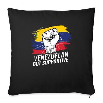 Pas vénézuélien mais favorable au drapeau vénézuélien - Housse de coussin décorative 45 x 45 cm - noir - Devant