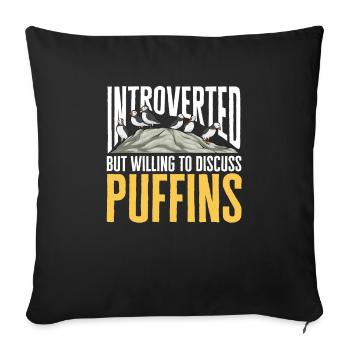 puffin puffin auke birds Lunde - Sofa pillowcase 17,3'' x 17,3'' (45 x 45 cm) - black - Front