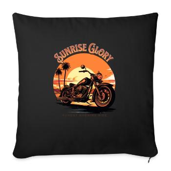 Sunday Morning Ride - Vintage Motorcycle Sunset - Sofa pillowcase 17,3'' x 17,3'' (45 x 45 cm) - black - Front