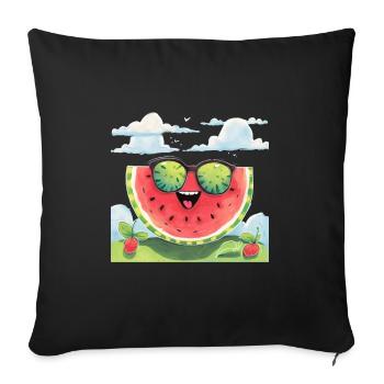 Cute Watermelon Party Summer Melon Fruit - Sofa pillowcase 17,3'' x 17,3'' (45 x 45 cm) - black - Front