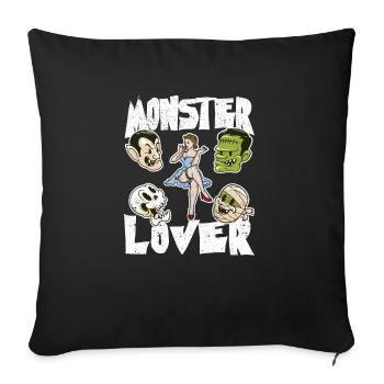 Monster Lover Skeleton Funny Halloween Party - Housse de coussin décorative 45 x 45 cm - noir - Devant
