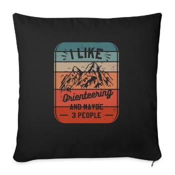 J’aime la course d’orientation et peut-être 3 personnes orienteur - Housse de coussin décorative 45 x 45 cm - noir - Devant