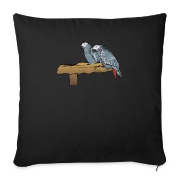 Grey Parrot I Parrot Motif for Bird Holder - Sofa pillowcase 17,3'' x 17,3'' (45 x 45 cm) - black - Front