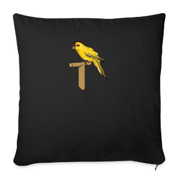 Perruche de chèvre I Motif de perruche pour porte-oiseau - Housse de coussin décorative 45 x 45 cm - noir - Devant