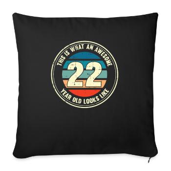 22e anniversaire pour que vous voyiez avec 22 cadeaux rétro - Housse de coussin décorative 45 x 45 cm - noir - Devant