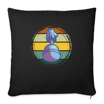 Pièce d’échecs vintage Pièce d’échecs rétro - Housse de coussin décorative 45 x 45 cm - noir - Devant