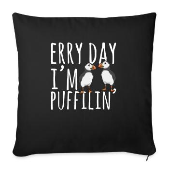 puffin, puffin, auks, lunde - Sofa pillowcase 17,3'' x 17,3'' (45 x 45 cm) - black - Front