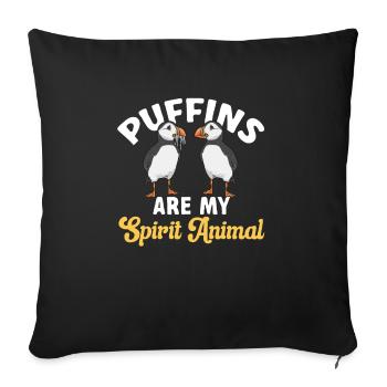 puffin puffin auke birds Lunde - Sofa pillowcase 17,3'' x 17,3'' (45 x 45 cm) - black - Front