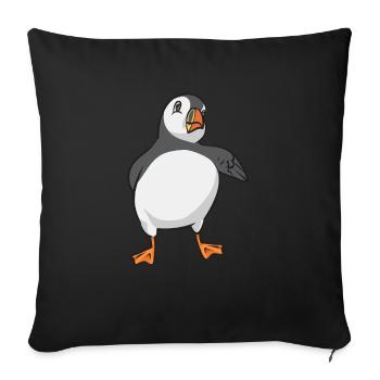 puffin puffin auke birds Lunde - Sofa pillowcase 17,3'' x 17,3'' (45 x 45 cm) - black - Front