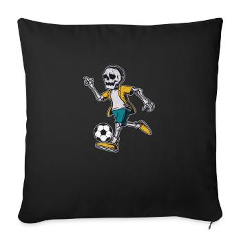 Skeleton Soccer drôle Halloween Sports Player - Housse de coussin décorative 45 x 45 cm - noir - Devant