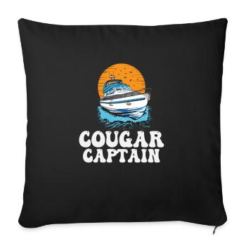 Cougar Capitaine Drôle de propriétaire de bateau Lake Life Pontoon - Housse de coussin décorative 45 x 45 cm - noir - Devant