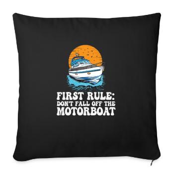 Funny Boat Captain First Rule Don't Fall Of The - Sofakissenbezug 45 x 45 cm - Schwarz - Vorne